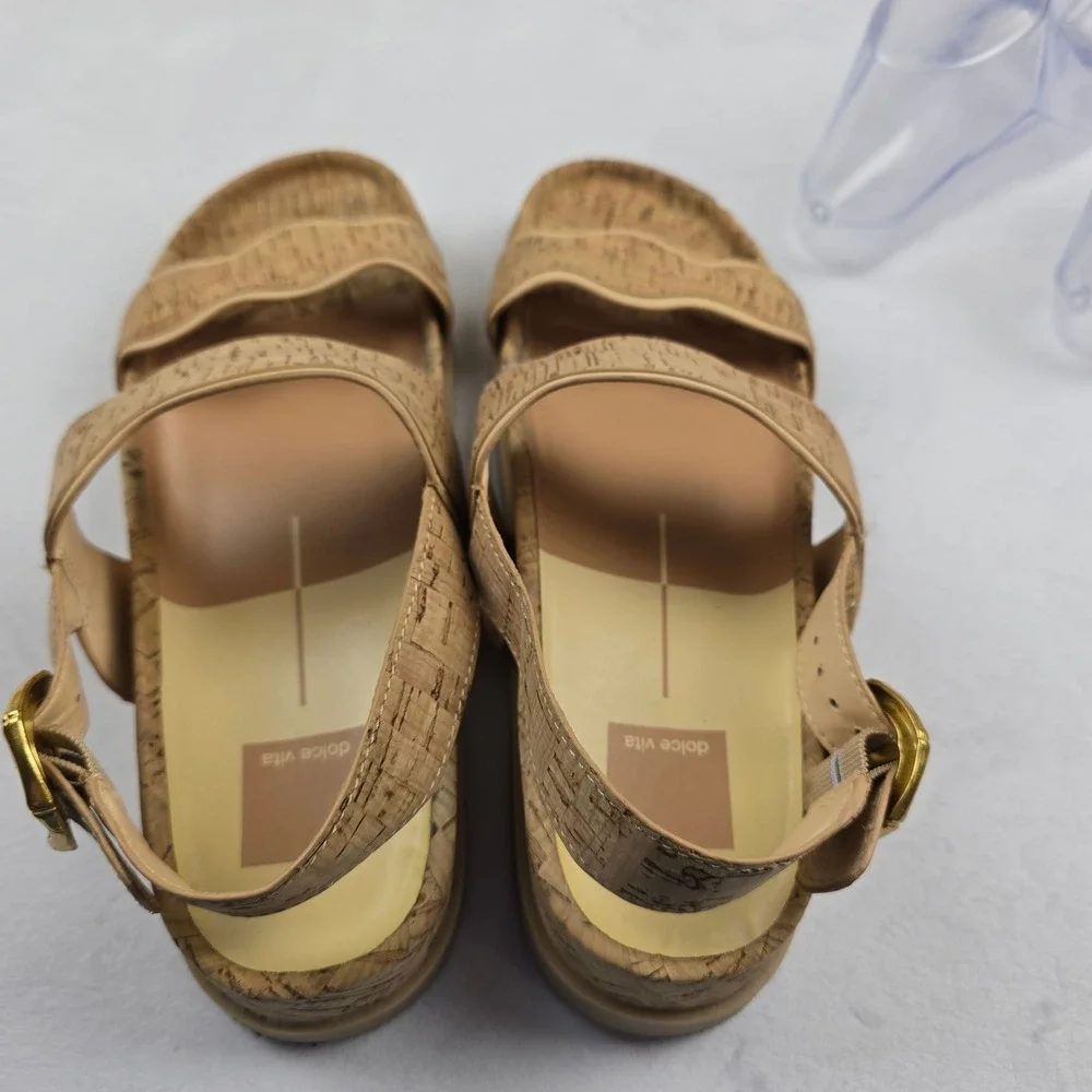 Dolce Vita Cork Sandals Women's Size 9.5 Buckle‎ Strap Wavy Platform Shoes